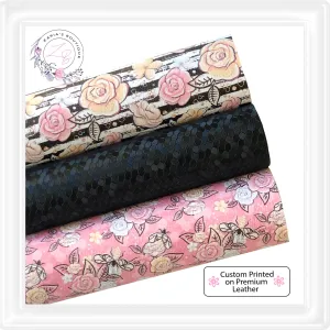 ⋅ Floral Hives ⋅ Vegan Faux Leather 3 Piece Bundle OR Single Sheets ⋅