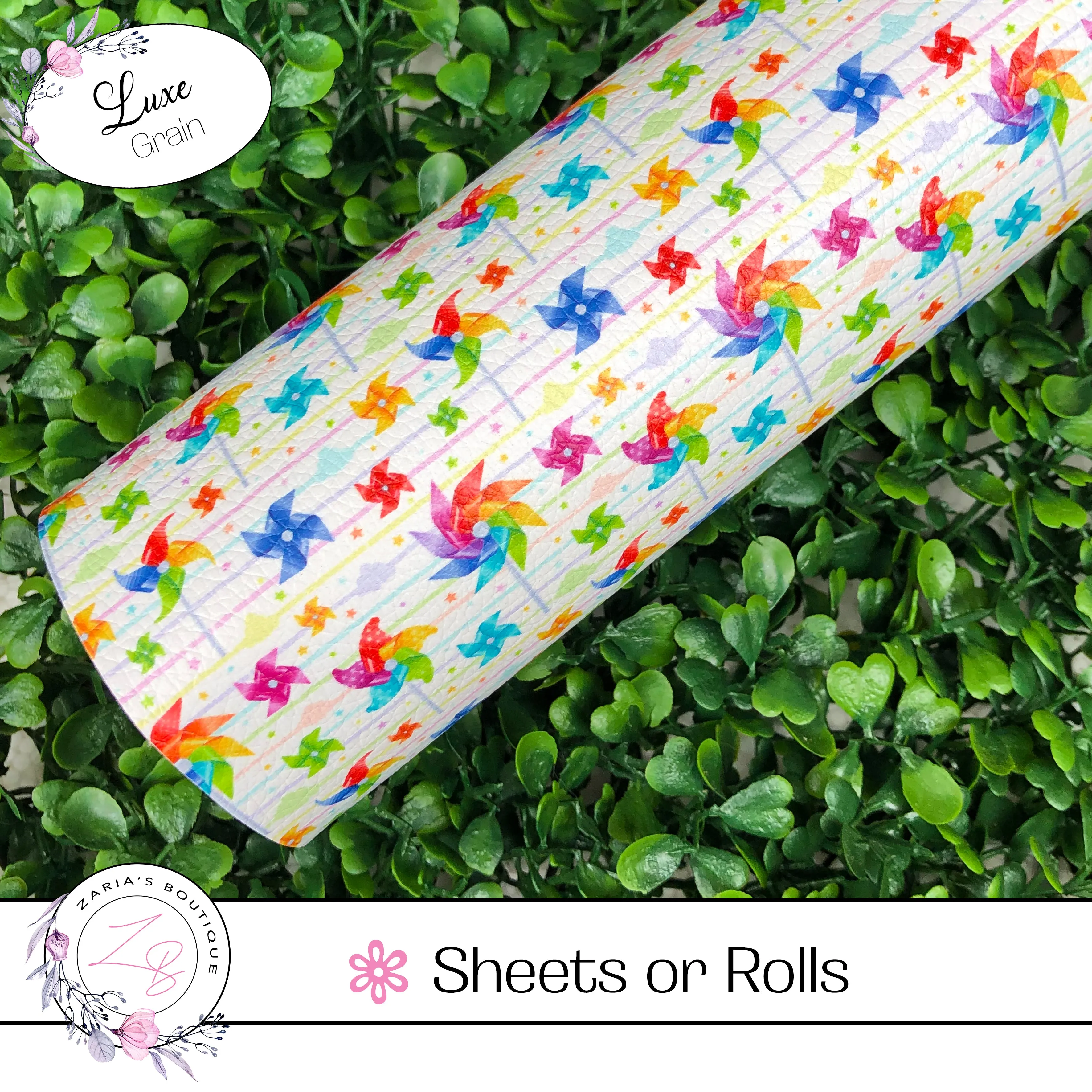 ⋅  Pinwheels ⋅ Custom Luxe Vegan Faux Leather ⋅ Sheets or Rolls! ⋅
