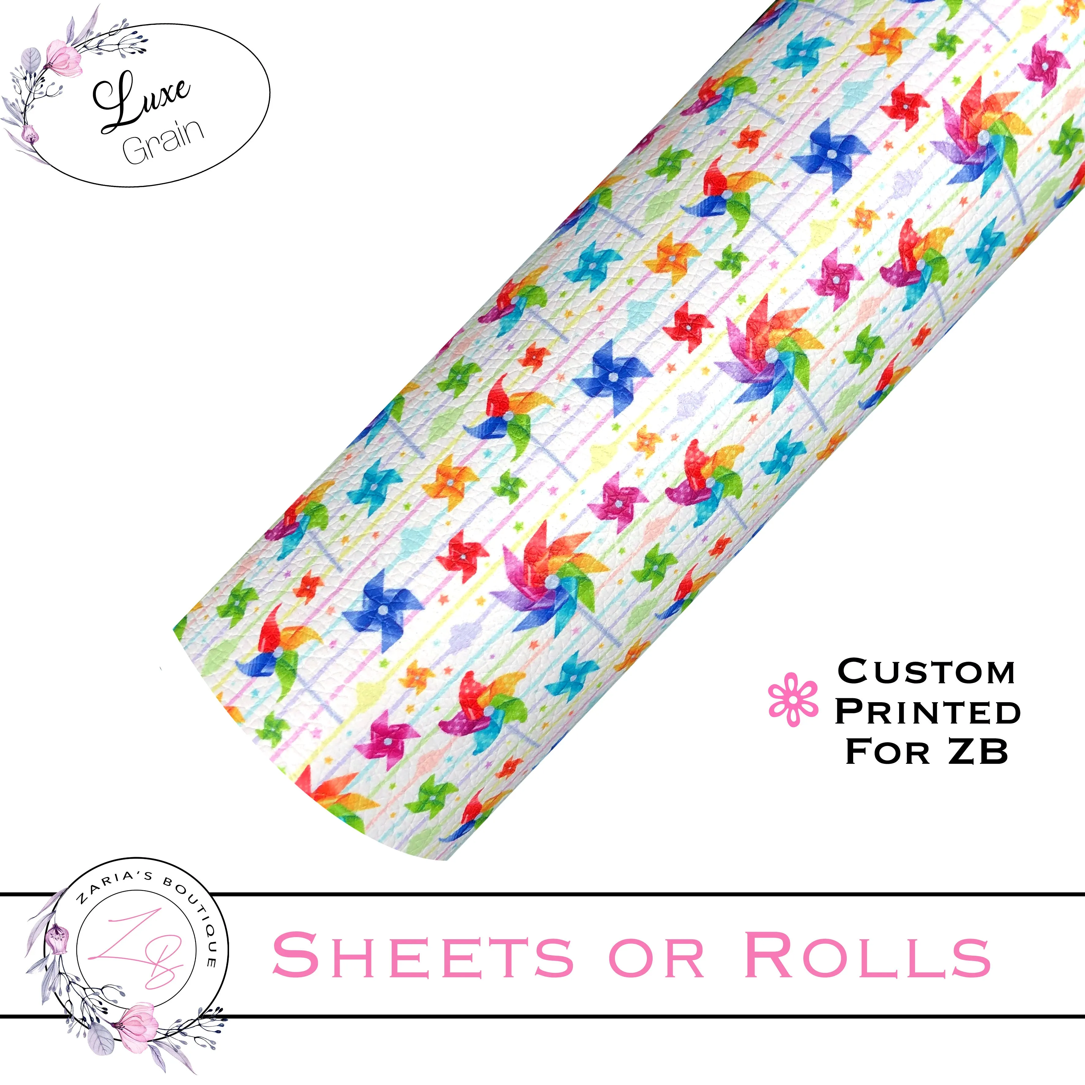 ⋅  Pinwheels ⋅ Custom Luxe Vegan Faux Leather ⋅ Sheets or Rolls! ⋅
