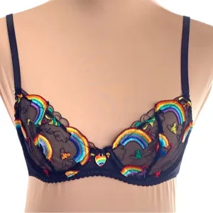 - Savage X Pride Embroidered Unlined Demi Bra New With Tags Size 36D
