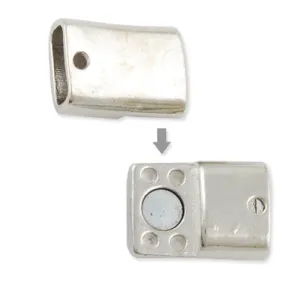 10 Sets Silver Open Rectangular Magnetic Buckle Clasp Closure Fastener for Leather Cord 25*12mm ( inside 9.3*4mm diameter )