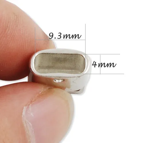 10 Sets Silver Open Rectangular Magnetic Buckle Clasp Closure Fastener for Leather Cord 25*12mm ( inside 9.3*4mm diameter )