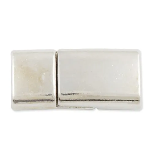 10 Sets Silver Open Rectangular Magnetic Buckle Clasp Closure Fastener for Leather Cord 25*12mm ( inside 9.3*4mm diameter )