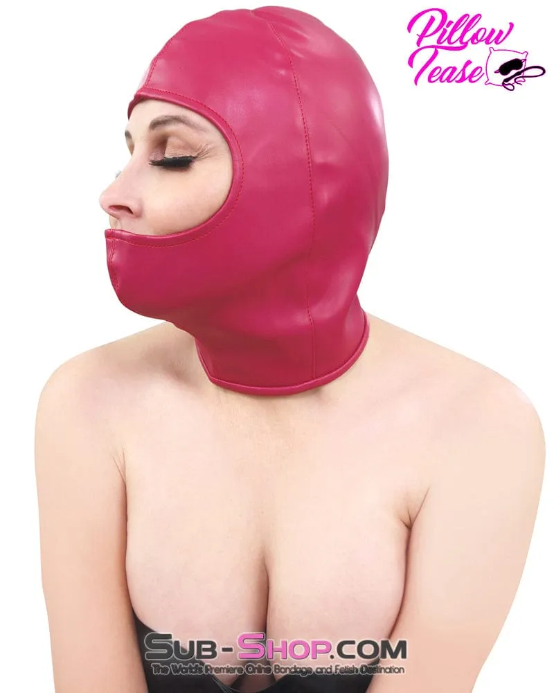 1520DL      Pink Gwen Style Open Eyes and Nose Zippered Bondage Hood