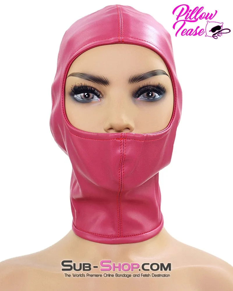 1520DL      Pink Gwen Style Open Eyes and Nose Zippered Bondage Hood