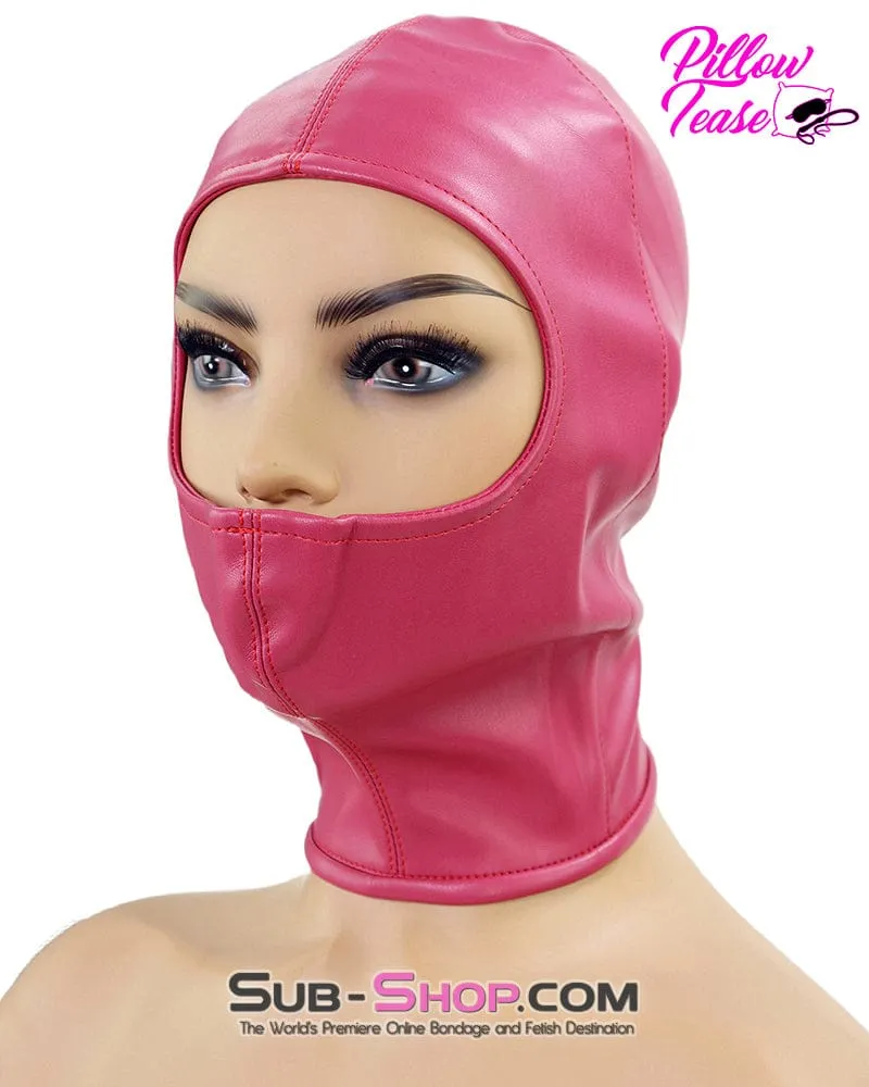 1520DL      Pink Gwen Style Open Eyes and Nose Zippered Bondage Hood