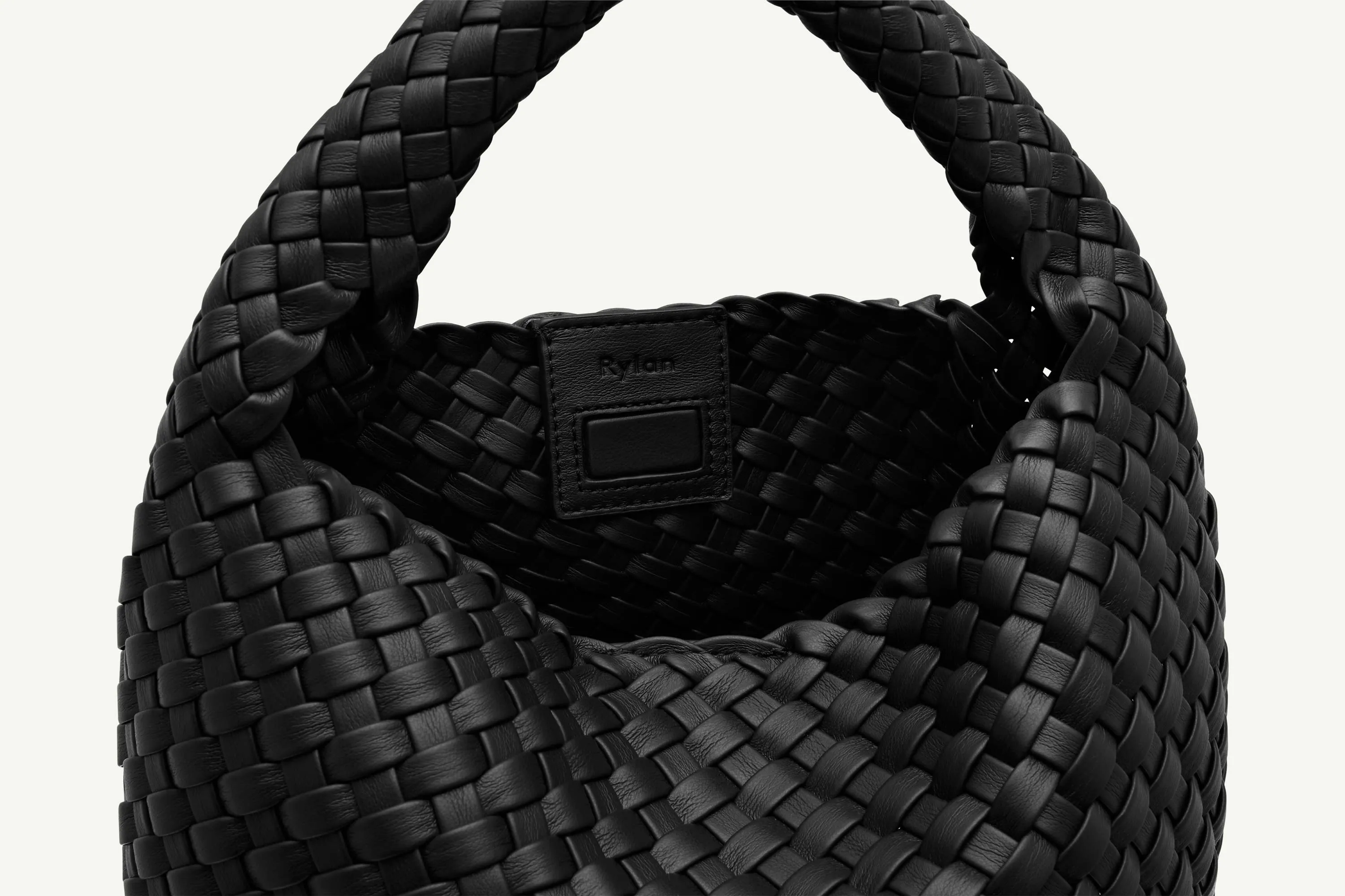 19.57 Black Recycled Alt-Leather Woven Small Tote