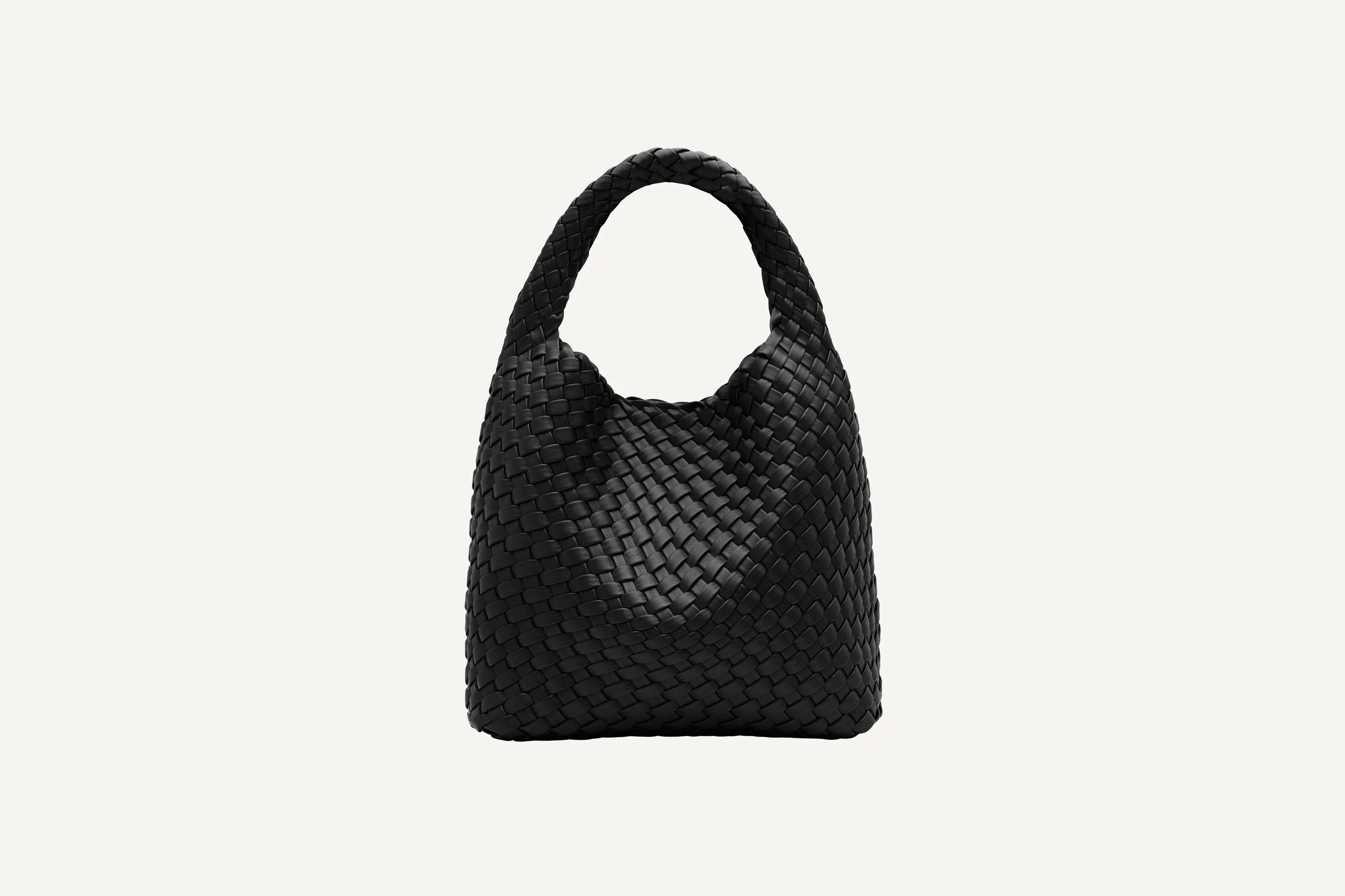 19.57 Black Recycled Alt-Leather Woven Small Tote