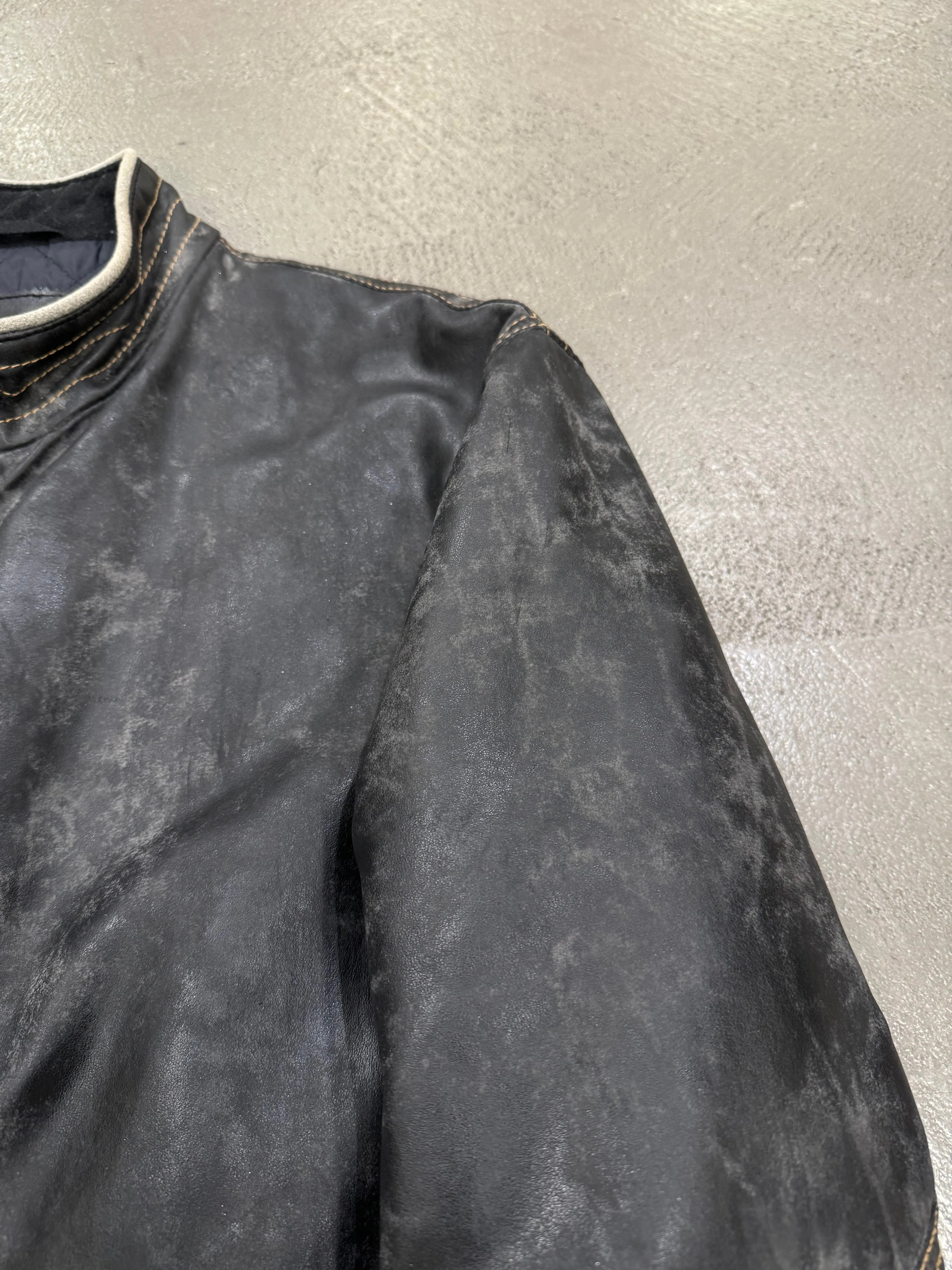 2000s Armani acid wash faded faux leather jacket