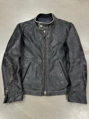 2000s Armani acid wash faded faux leather jacket
