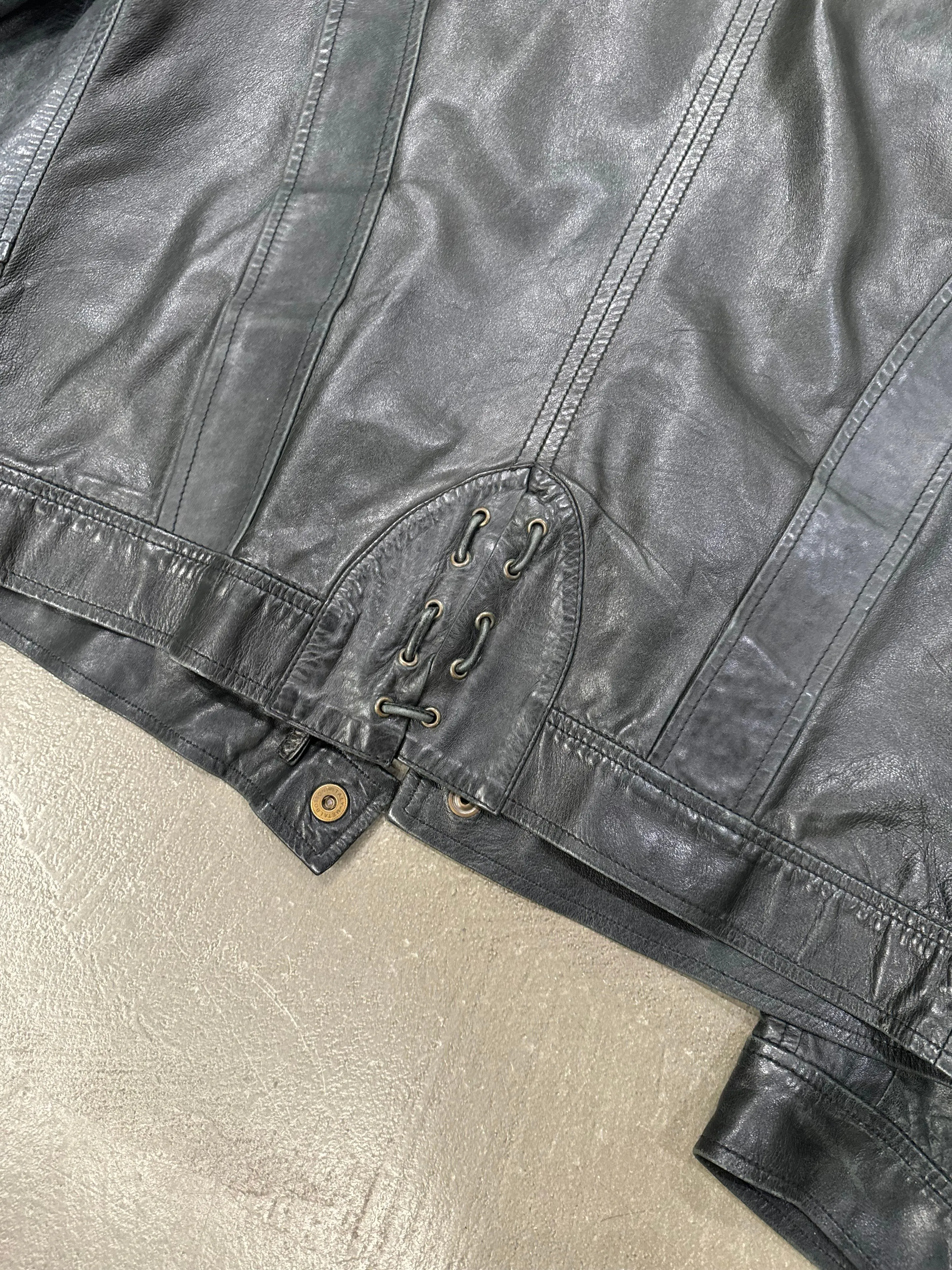 2000s Roberto Cavalli paneled leather jacket