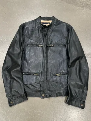 2000s Roberto Cavalli paneled leather jacket