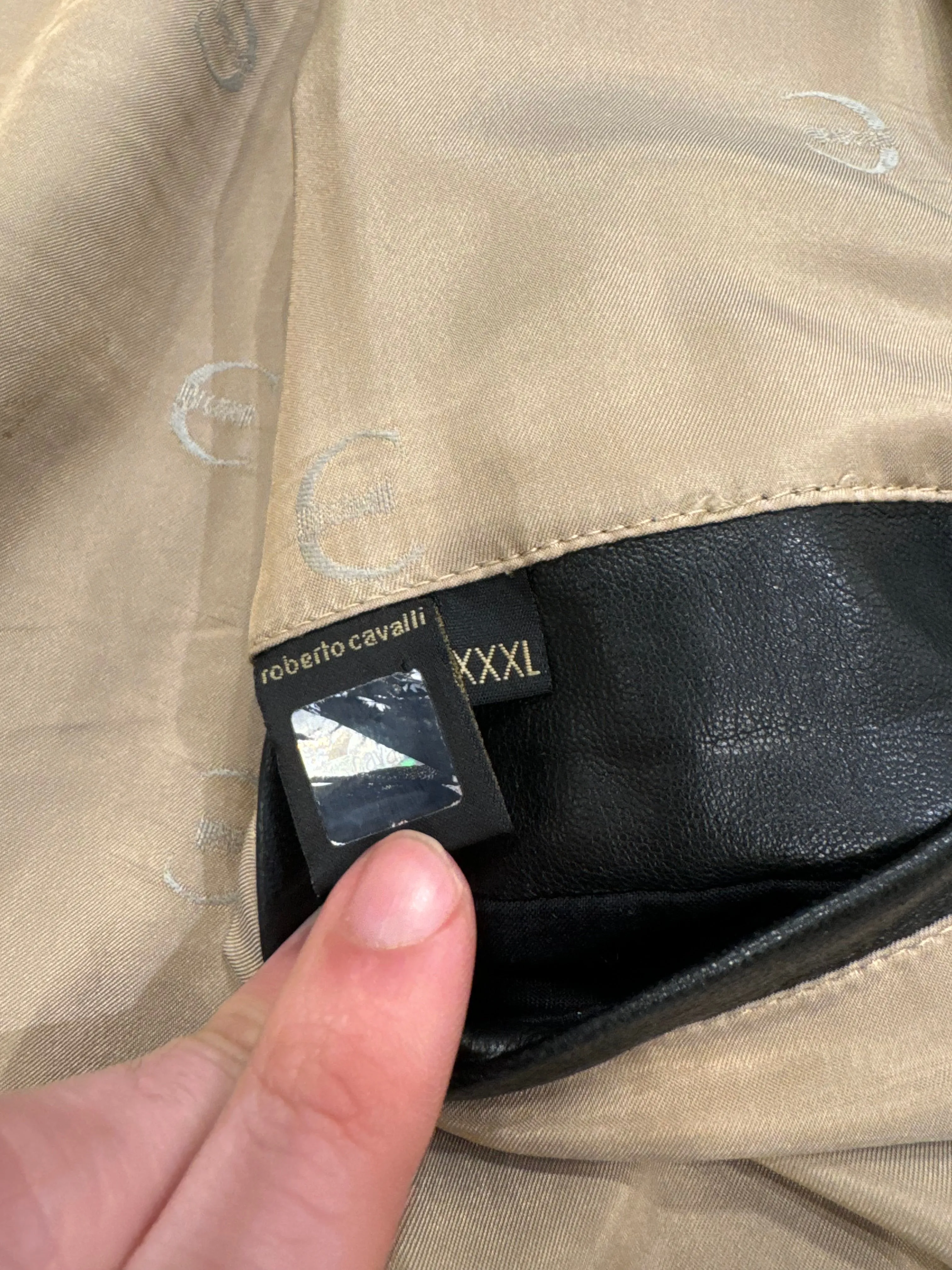 2000s Roberto Cavalli paneled leather jacket