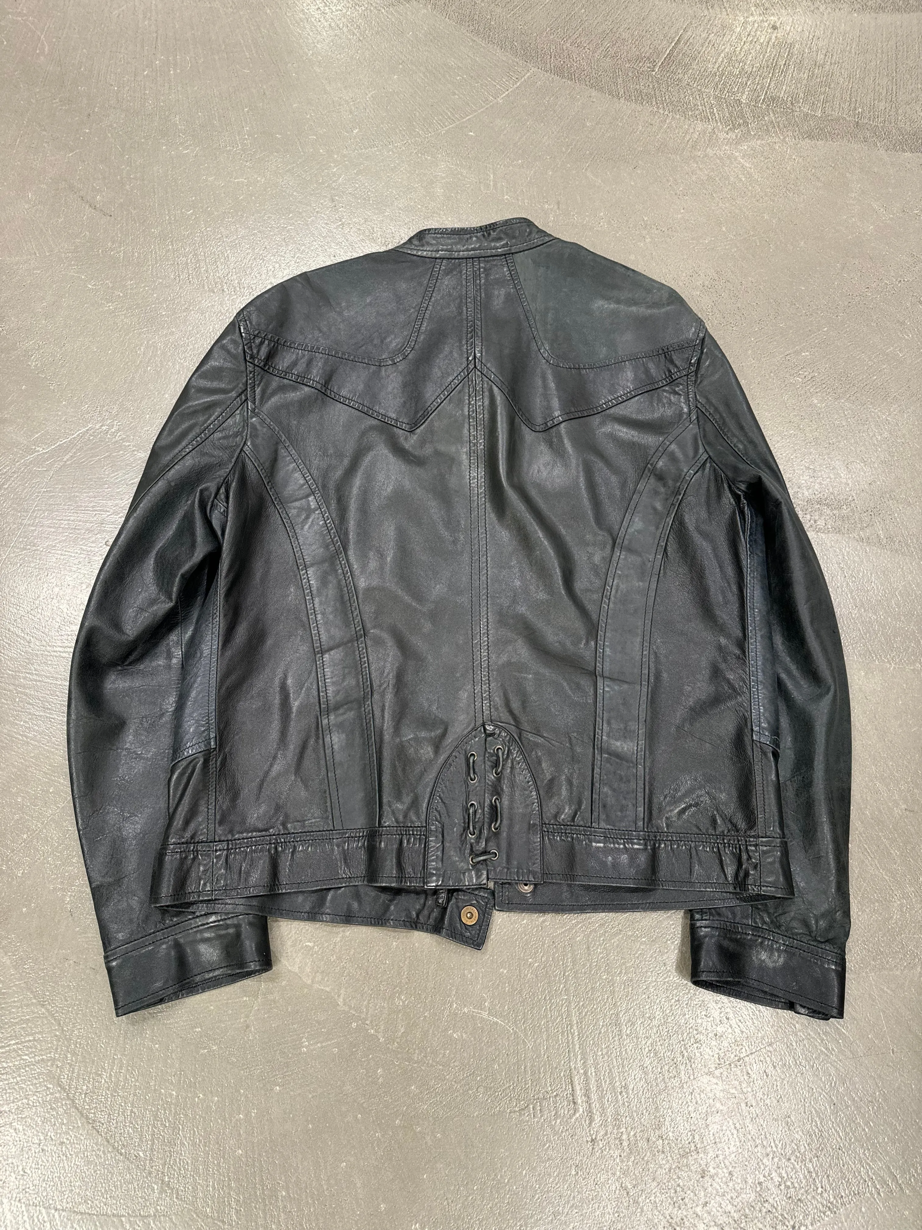 2000s Roberto Cavalli paneled leather jacket