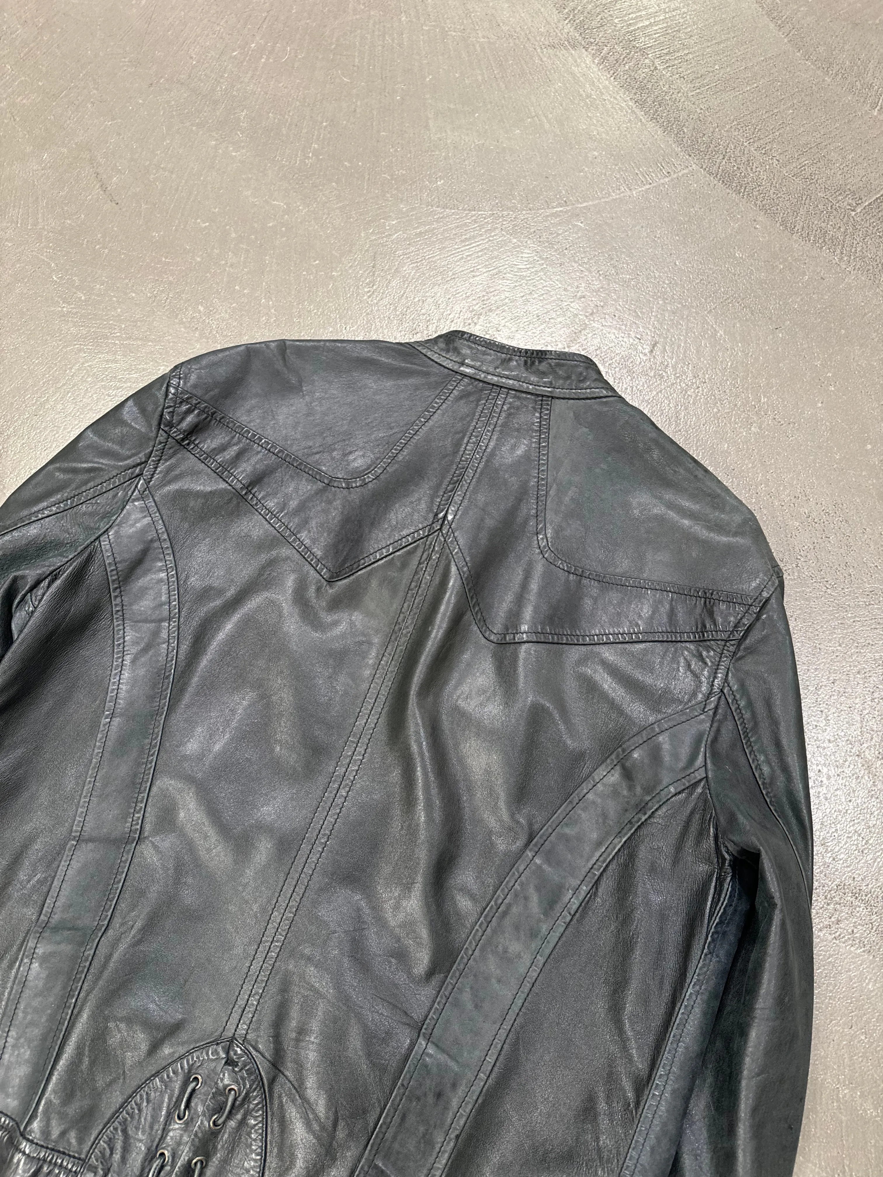 2000s Roberto Cavalli paneled leather jacket