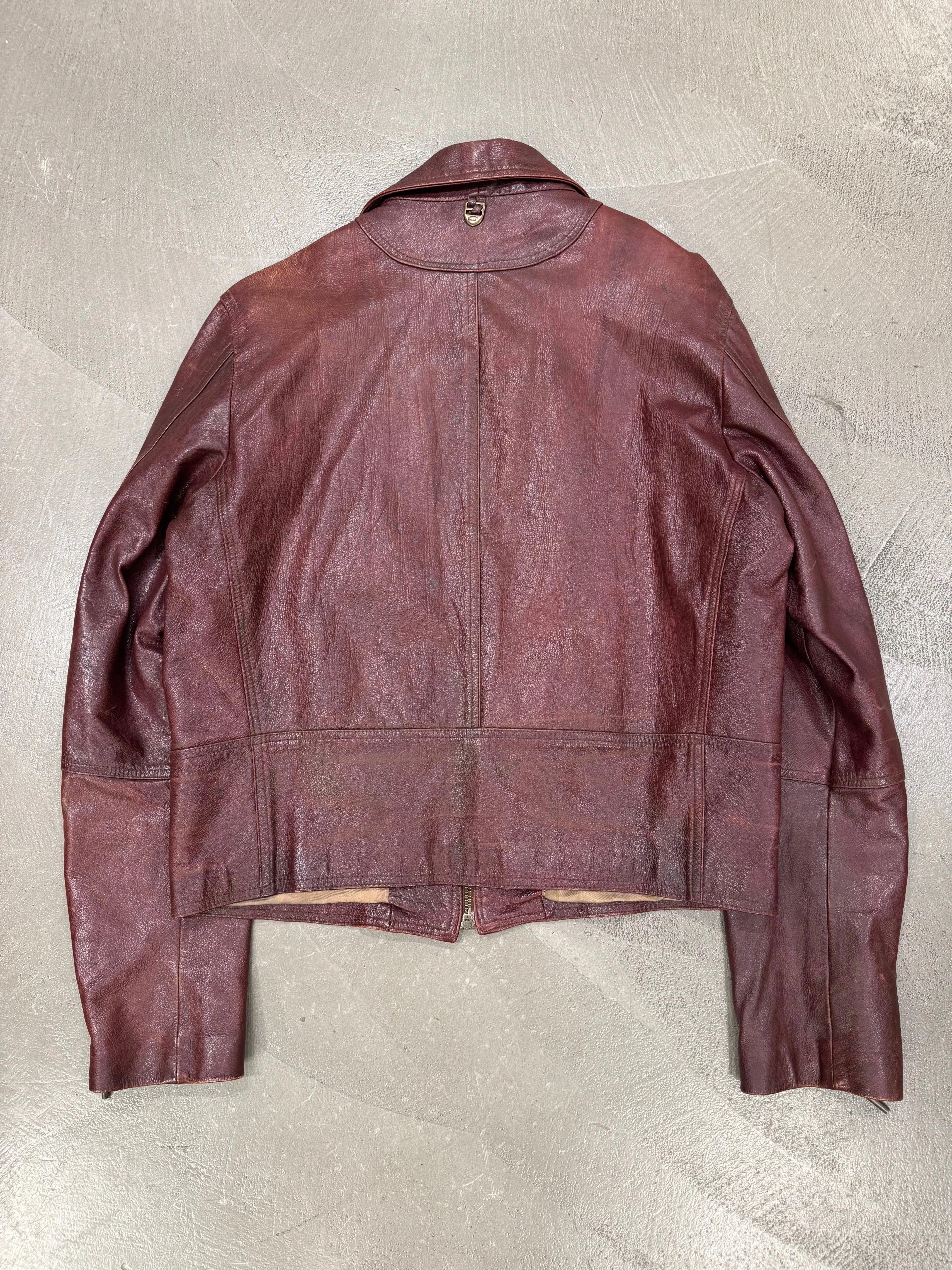 2004 Roberto Cavalli faded zipper leather jacket