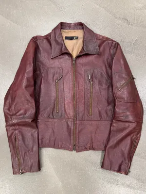 2004 Roberto Cavalli faded zipper leather jacket