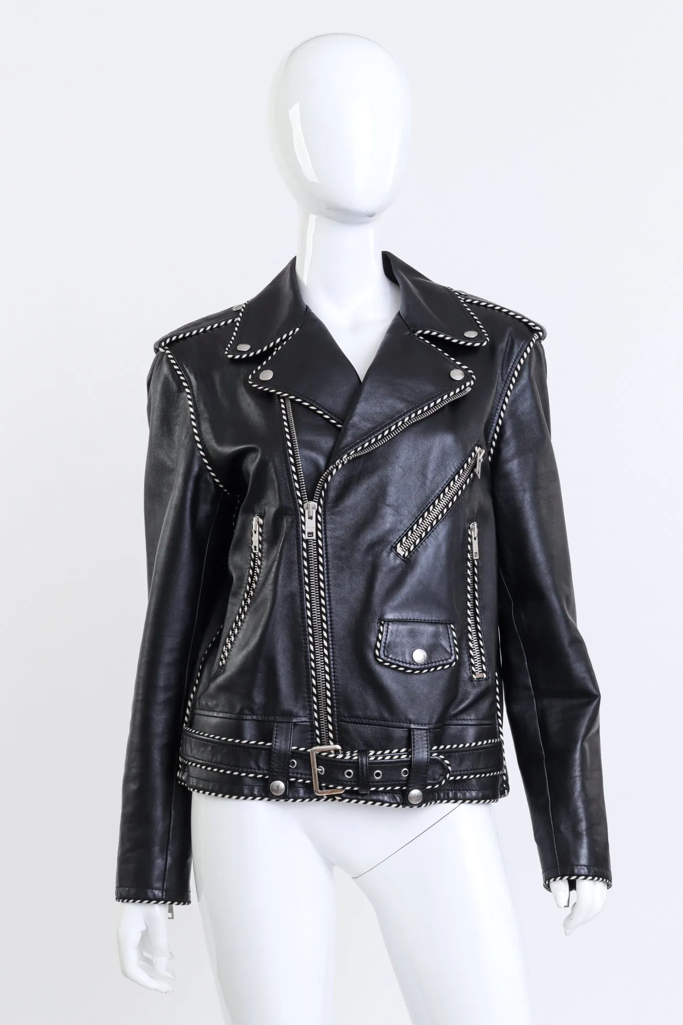 2019 F/W Piped Leather Biker Jacket