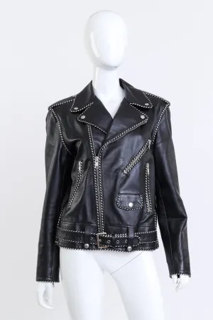 2019 F/W Piped Leather Biker Jacket