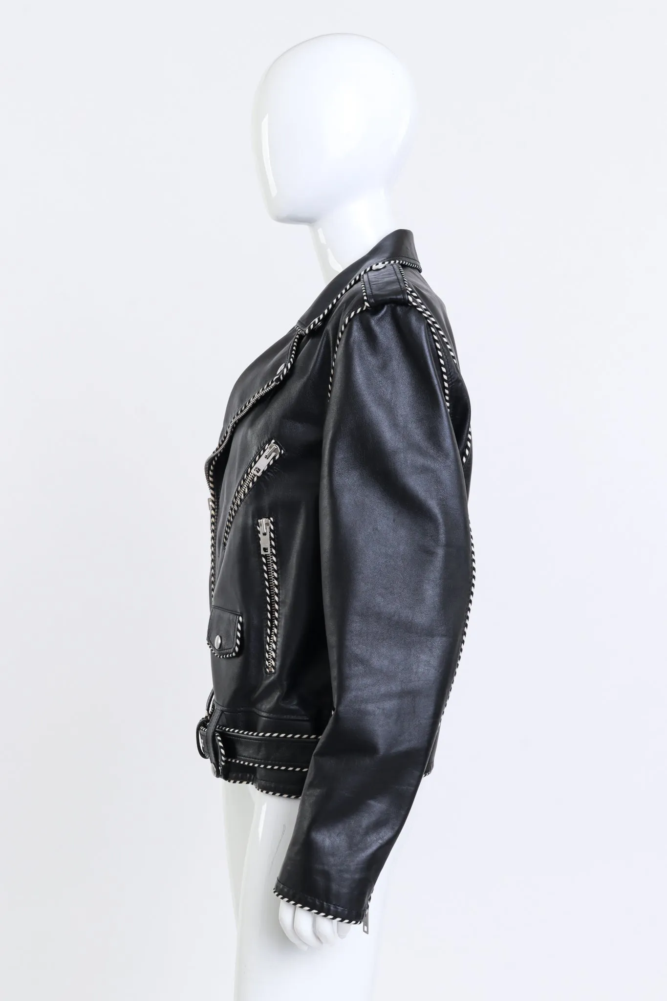 2019 F/W Piped Leather Biker Jacket