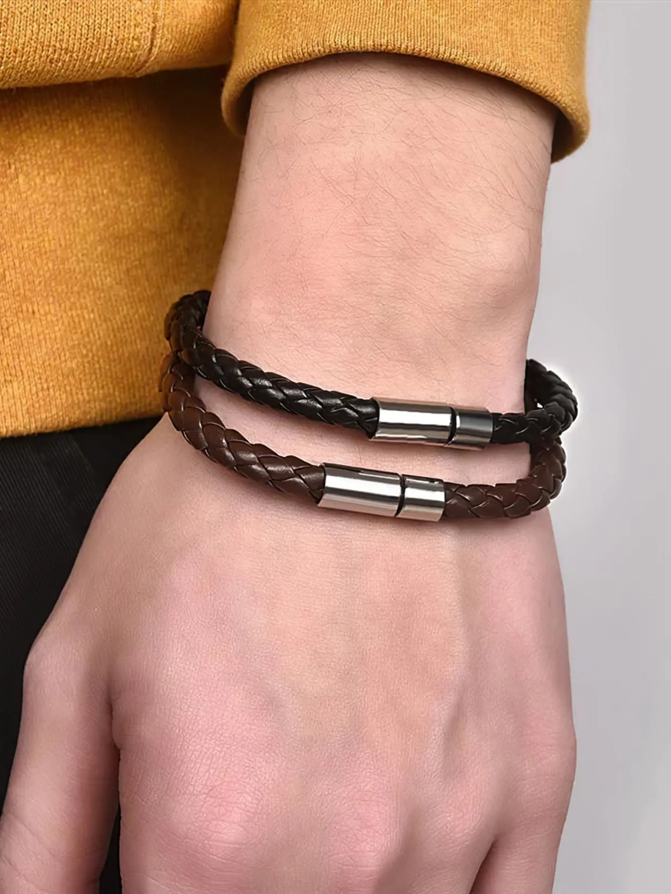 2pcs Men Magnetic Buckle Bracelet - Multicolor
