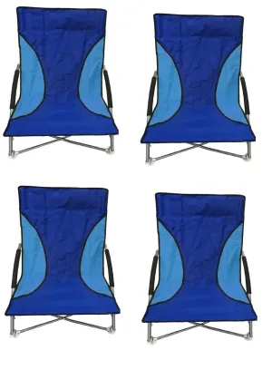 4 Blue Nalu Folding Low Seat Beach Chair Camping Chairs