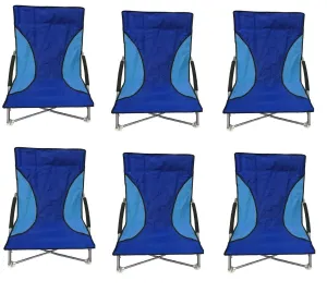 6 Blue Nalu Folding Low Seat Beach Chair Camping Chairs