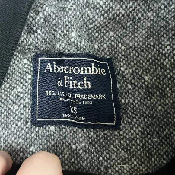 Abercrombie &amp; Fitch Heritage Wool Bomber Jacket Faux Leather Black Gray Size XS