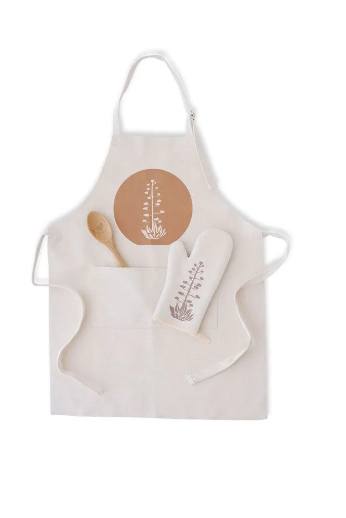 Agave Bloom Brown Apron, College Student Gift, Eco Friendly, Christmas Gift, Mother's Day Gift