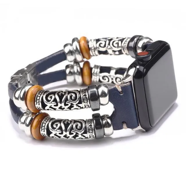 Alexis Leather Embossed Ornament Wrist band For Apple Watch Series 1 - 7 (5 colours)