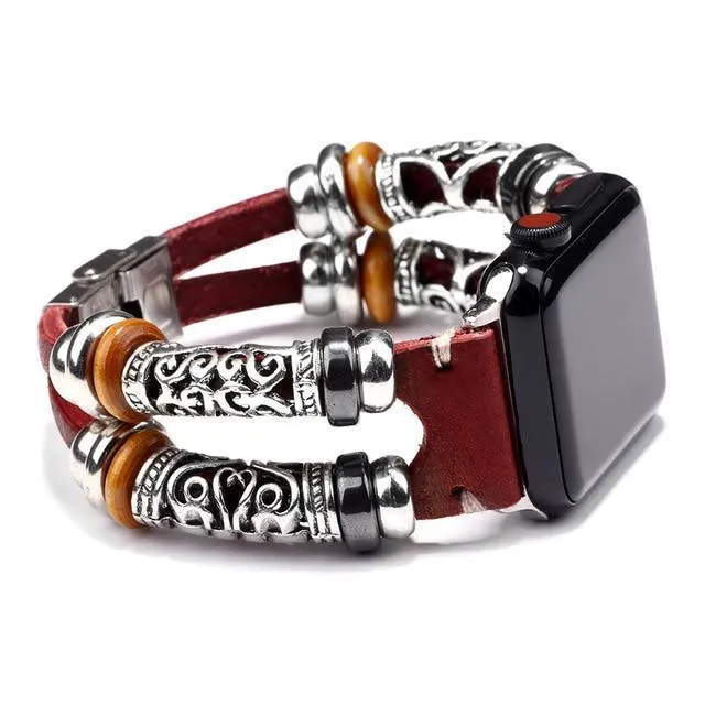 Alexis Leather Embossed Ornament Wrist band For Apple Watch Series 1 - 7 (5 colours)