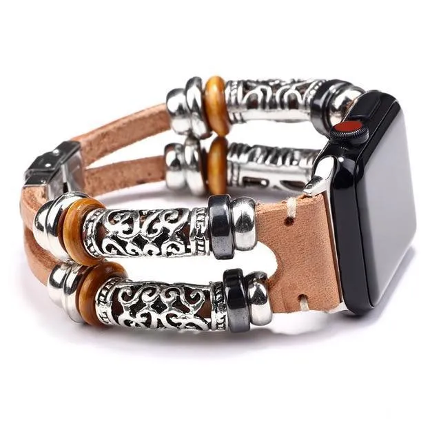 Alexis Leather Embossed Ornament Wrist band For Apple Watch Series 1 - 7 (5 colours)