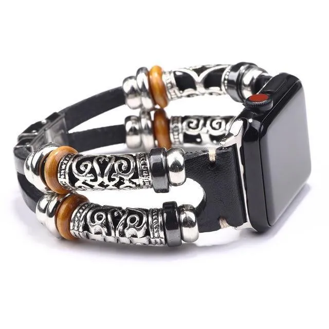 Alexis Leather Embossed Ornament Wrist band For Apple Watch Series 1 - 7 (5 colours)