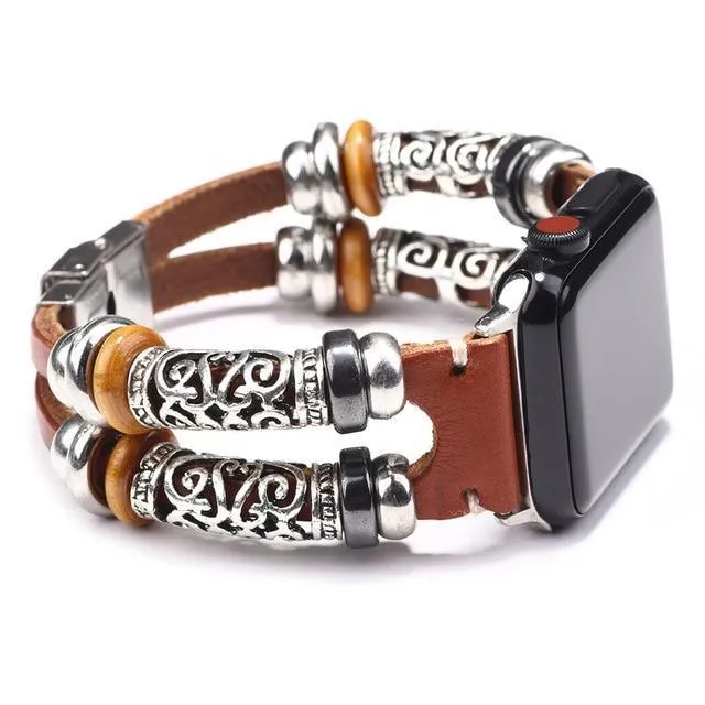 Alexis Leather Embossed Ornament Wrist band For Apple Watch Series 1 - 7 (5 colours)