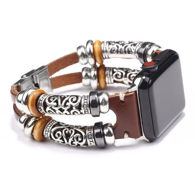 Alexis Leather Embossed Ornament Wrist band For Apple Watch Series 1 - 7 (5 colours)