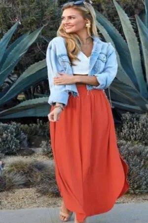 Allegra Maxi Rust Skirt
