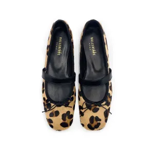 Animalier calf hair ballet flats with strap
