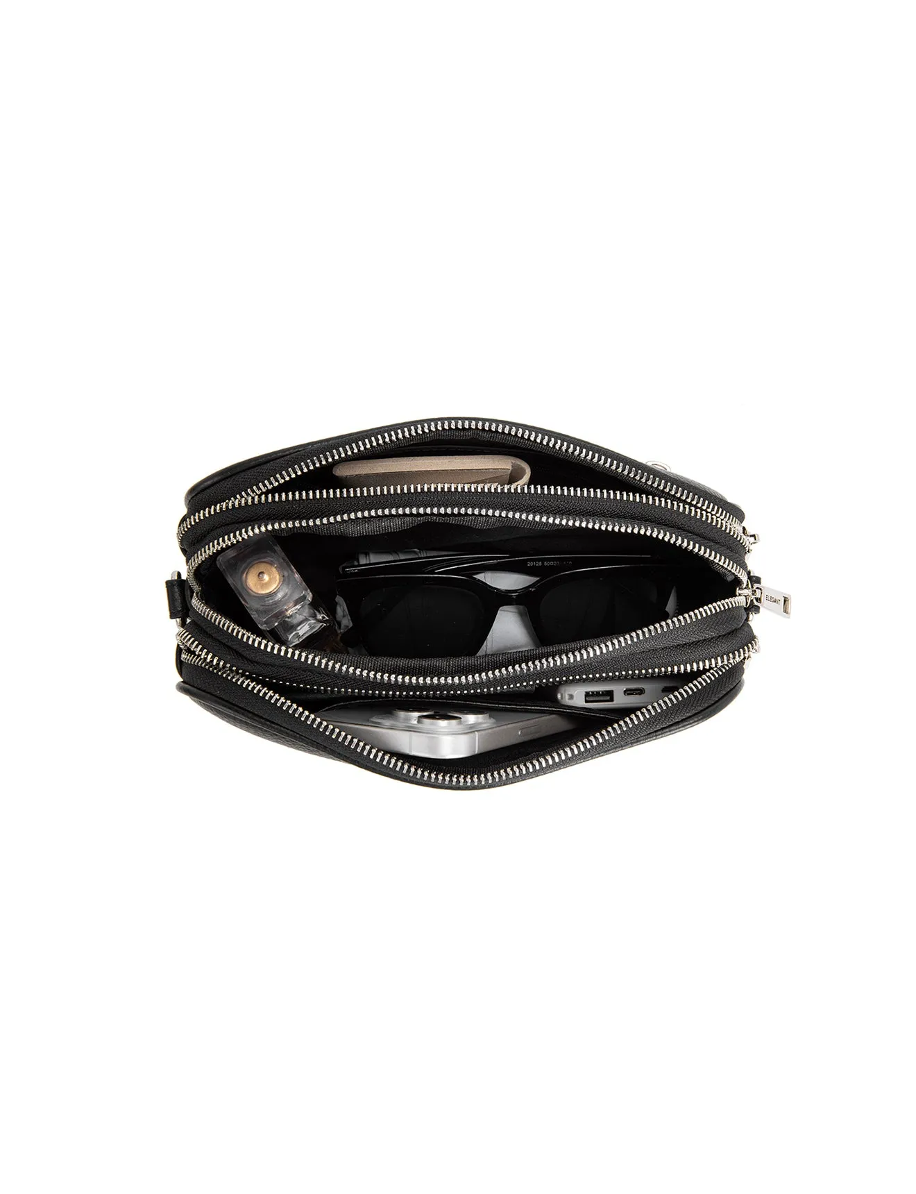 ANNA TRIPLE COMPARTMENT CROSSBODY -E1-0811B-BLK