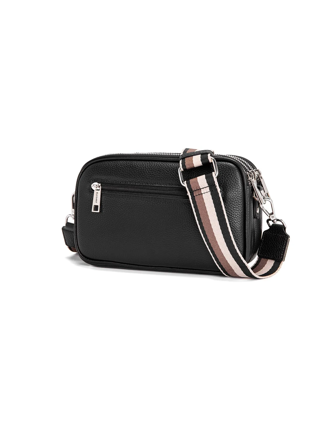 ANNA TRIPLE COMPARTMENT CROSSBODY -E1-0811B-BLK