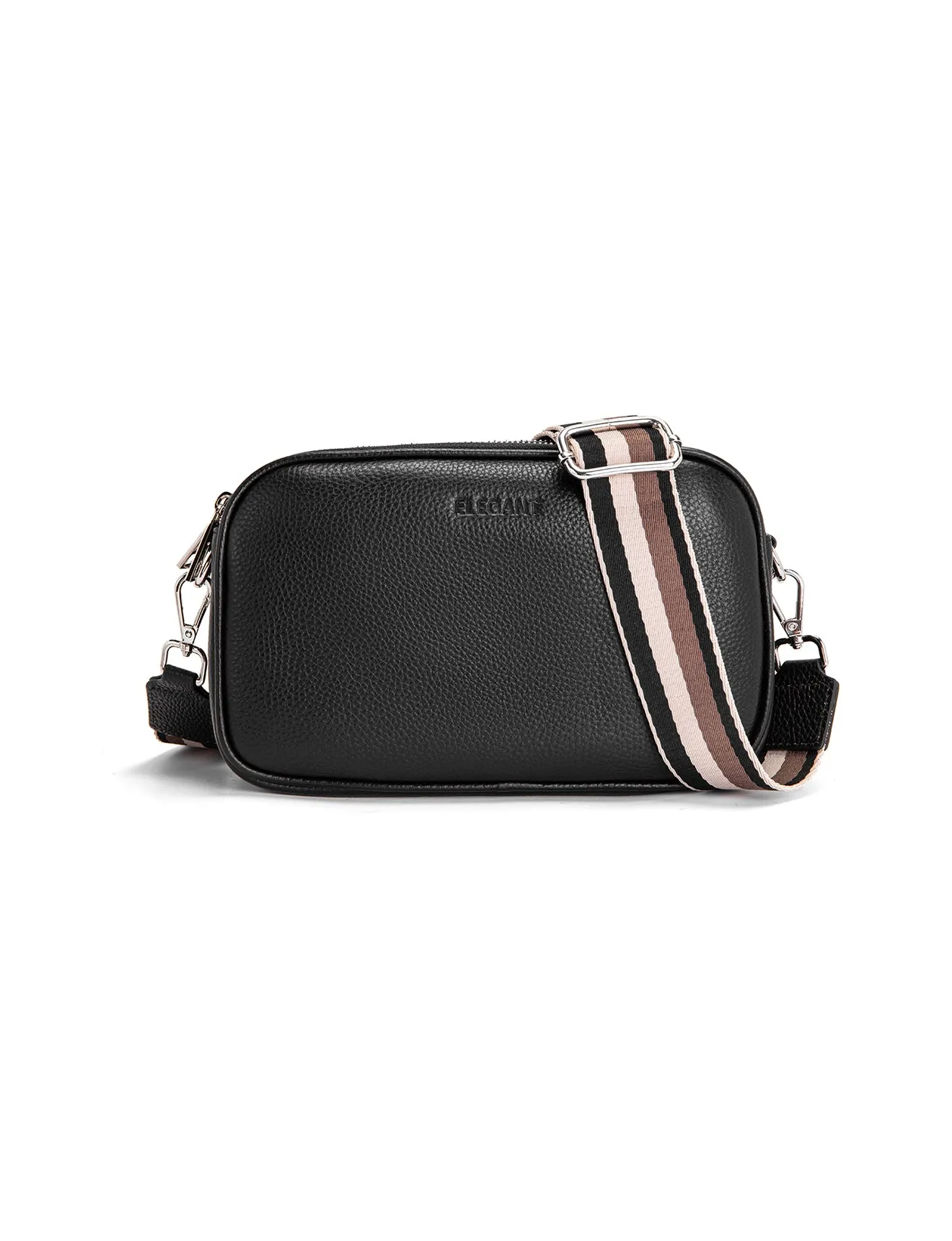 ANNA TRIPLE COMPARTMENT CROSSBODY -E1-0811B-BLK
