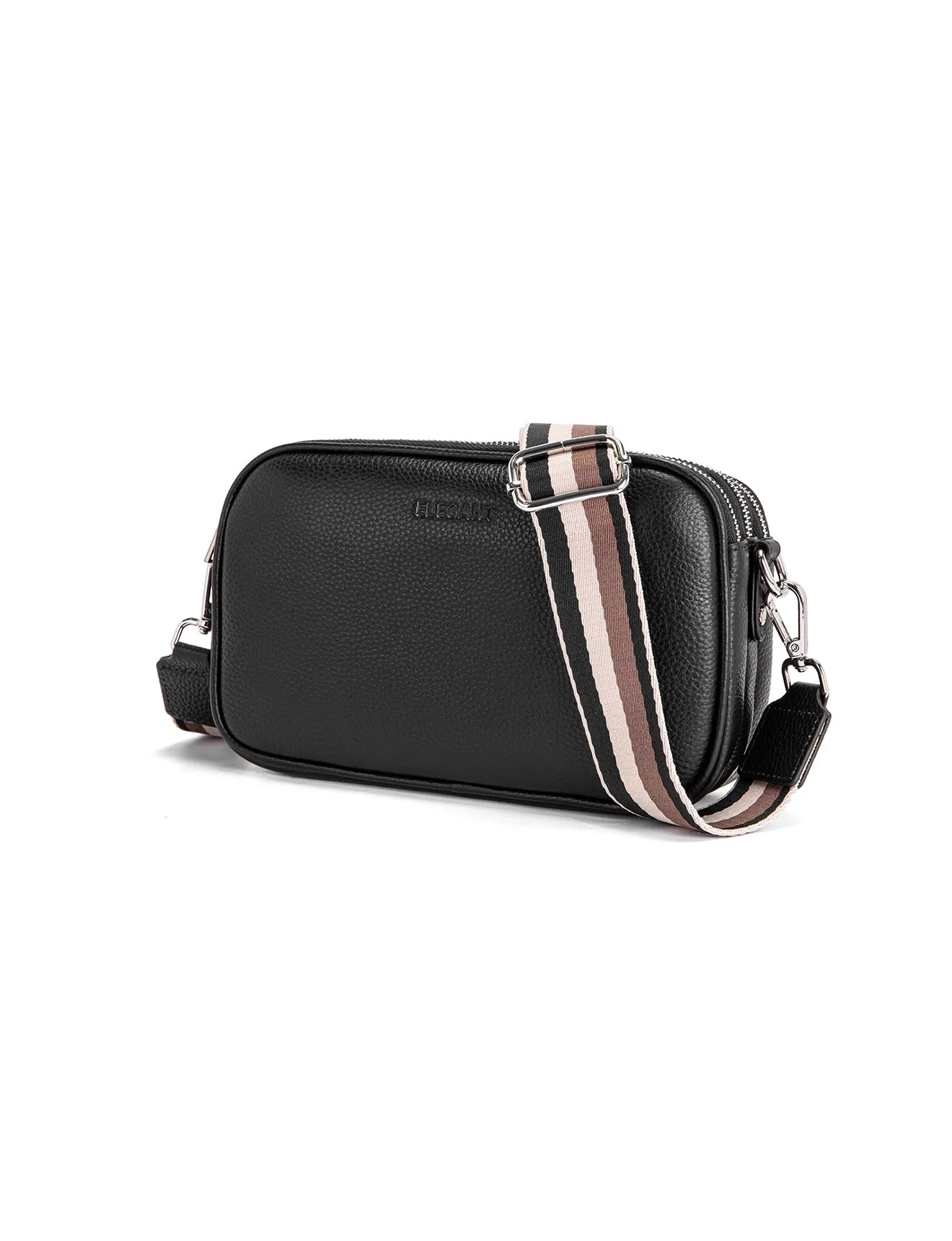 ANNA TRIPLE COMPARTMENT CROSSBODY -E1-0811B-BLK