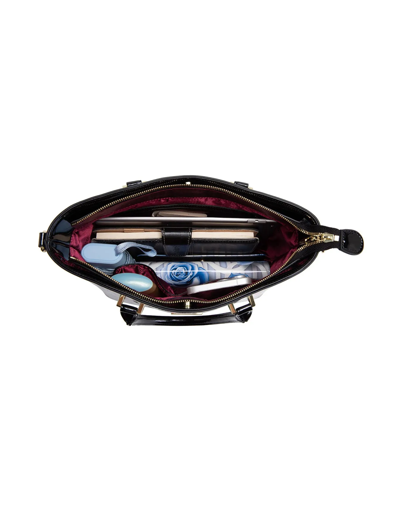 ANTHEA PATENT LEATHER GRIP HANDLE BAG- SF16-8787-SALE