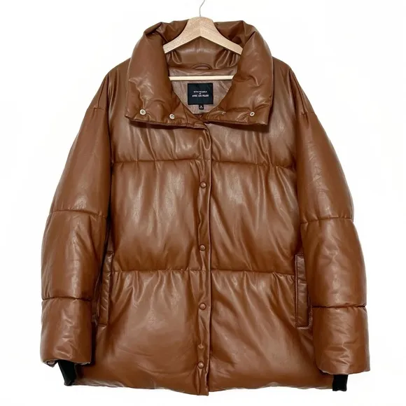 Anthropologie Avec Les Filles Vegan Faux Leather Puffer Jacket