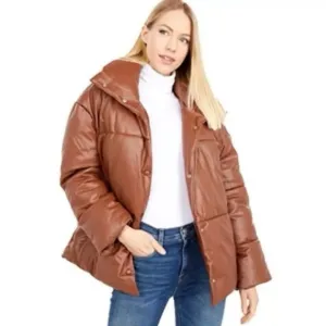 Anthropologie Avec Les Filles Vegan Faux Leather Puffer Jacket