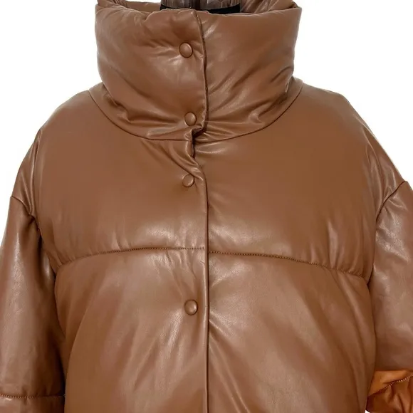 Anthropologie Avec Les Filles Vegan Faux Leather Puffer Jacket