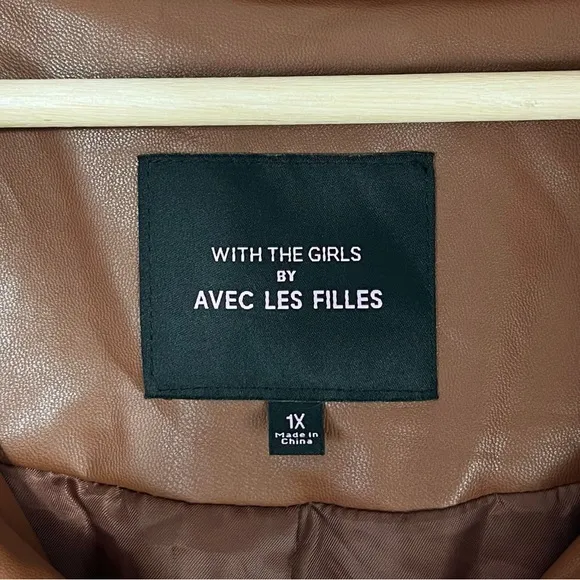 Anthropologie Avec Les Filles Vegan Faux Leather Puffer Jacket