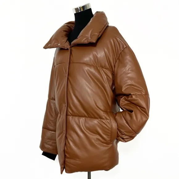 Anthropologie Avec Les Filles Vegan Faux Leather Puffer Jacket