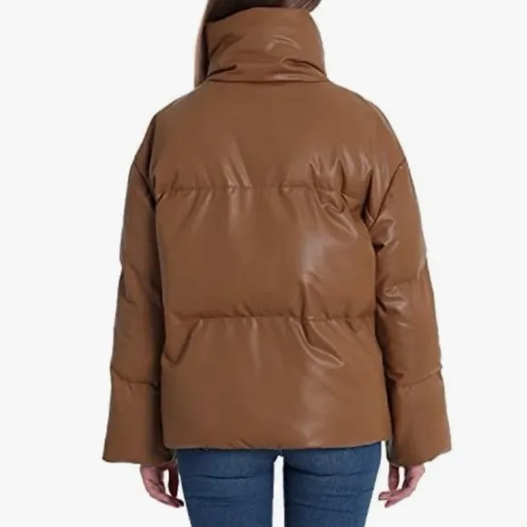 Anthropologie Avec Les Filles Vegan Faux Leather Puffer Jacket