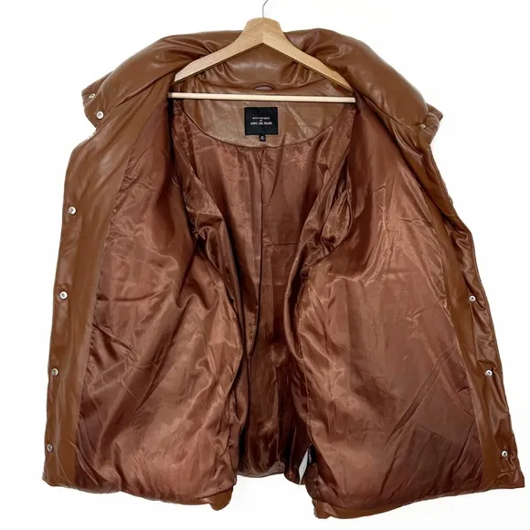 Anthropologie Avec Les Filles Vegan Faux Leather Puffer Jacket