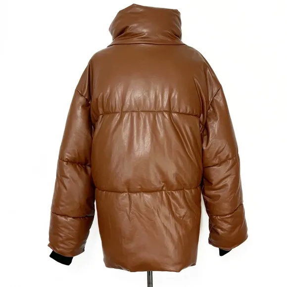 Anthropologie Avec Les Filles Vegan Faux Leather Puffer Jacket